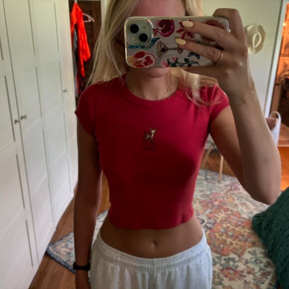 Brandy Melville Women's Red Crop-top - Picture 1 of 2